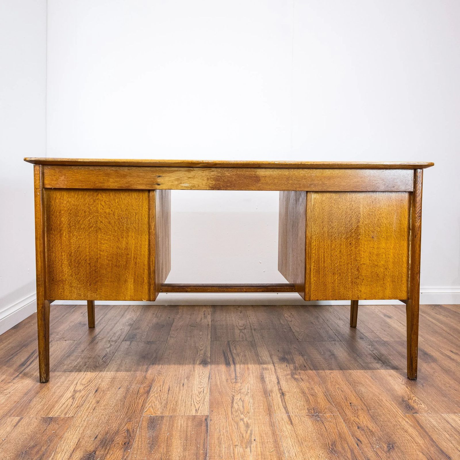 photo for sale 1950s Large Oak Office Pedestal Desk