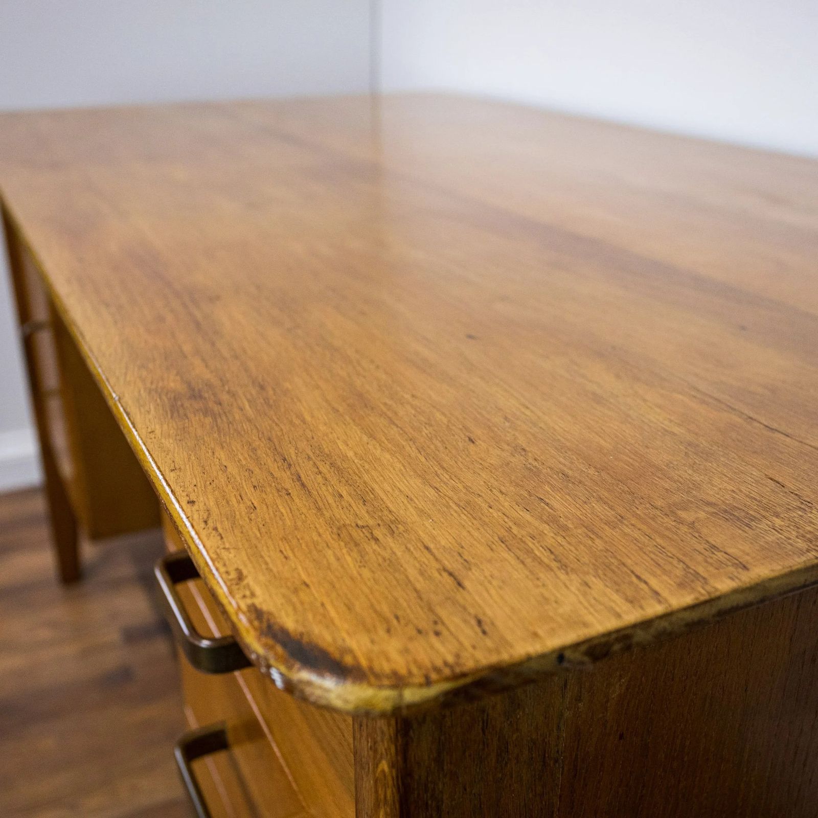 photo buy 1950s Large Oak Office Pedestal Desk