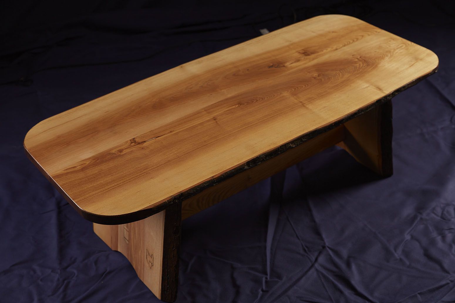 1980s Hand Crafted Wabi Sabi Solid Elm Live Edge Coffee Table photo furniture