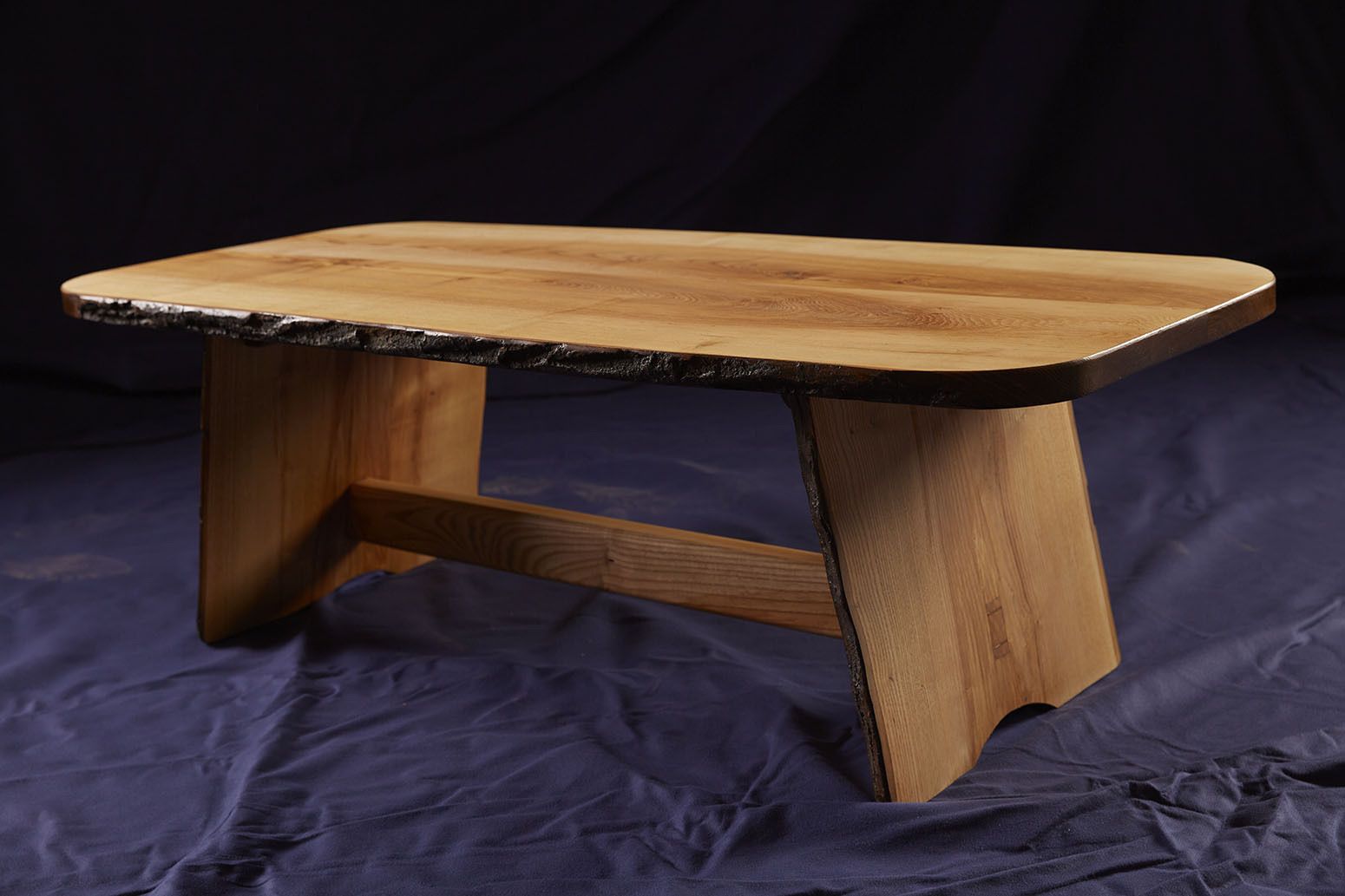 1980s Hand Crafted Wabi Sabi Solid Elm Live Edge Coffee Table photo 395.0