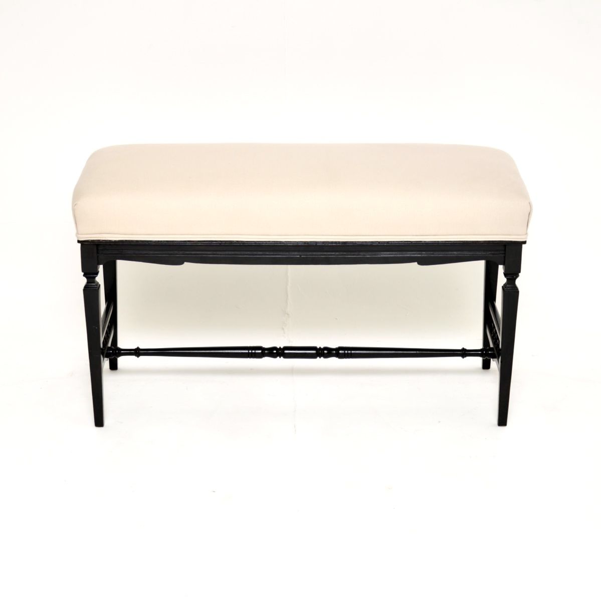 Antique Victorian Ebonised Stool / Bench photo furniture
