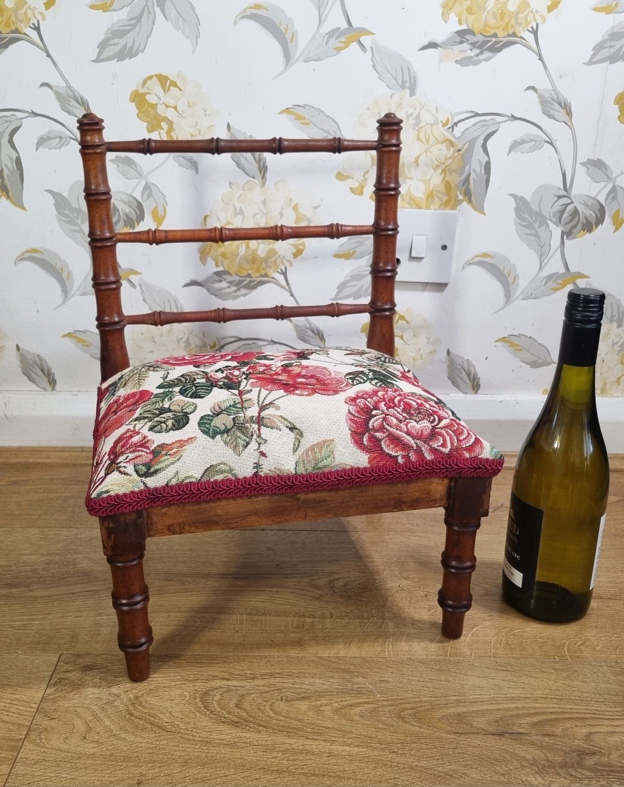 Small Antique French Faux Bamboo Wooden Chair Display Teddy Dolls Low Child Size