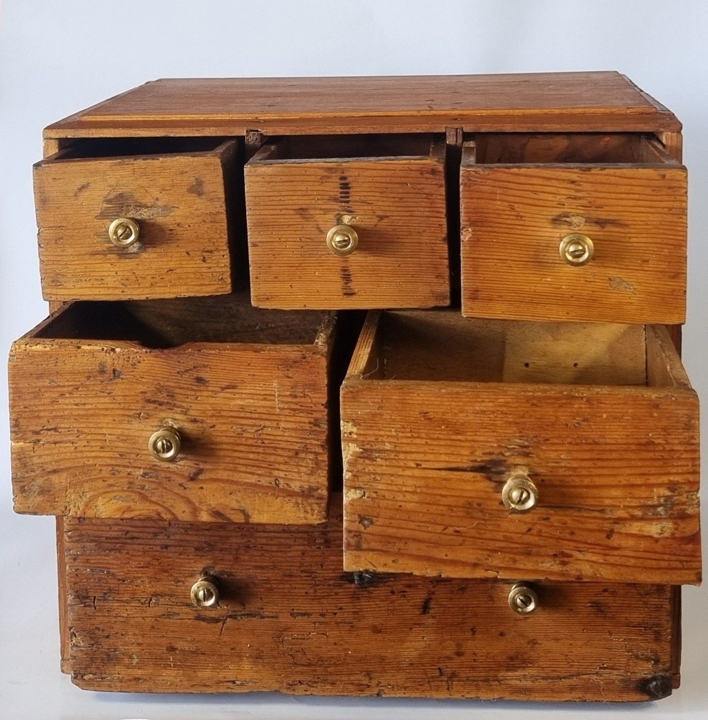 Vintage 6 Drawer Tool Chest Collectors Cabinet Engineer Watchmaker Scratch Made photo furniture