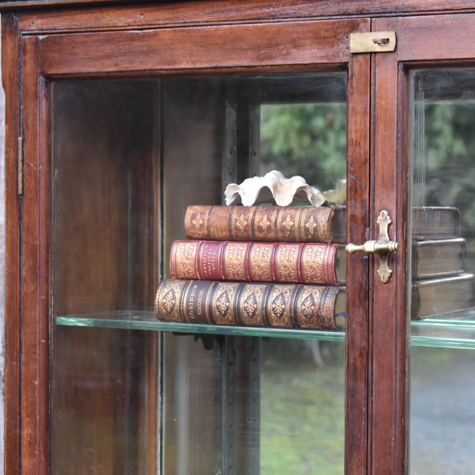 Antique Mahogany Museum Shop Glazed Display Kitchen Pantry Mirrored Cabinet photo Furniture