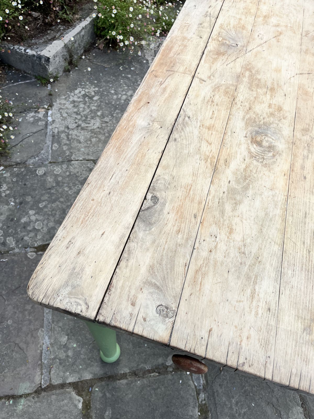 Victorian Pine Farmhouse Table Painted Green photo buy