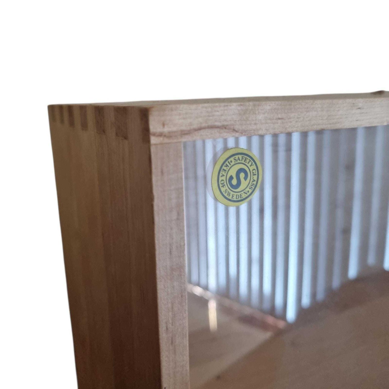 photo for sale Vintage Ikea Blonde Wood Small Mcm Wall Cabinet With Sliding Glass Doors