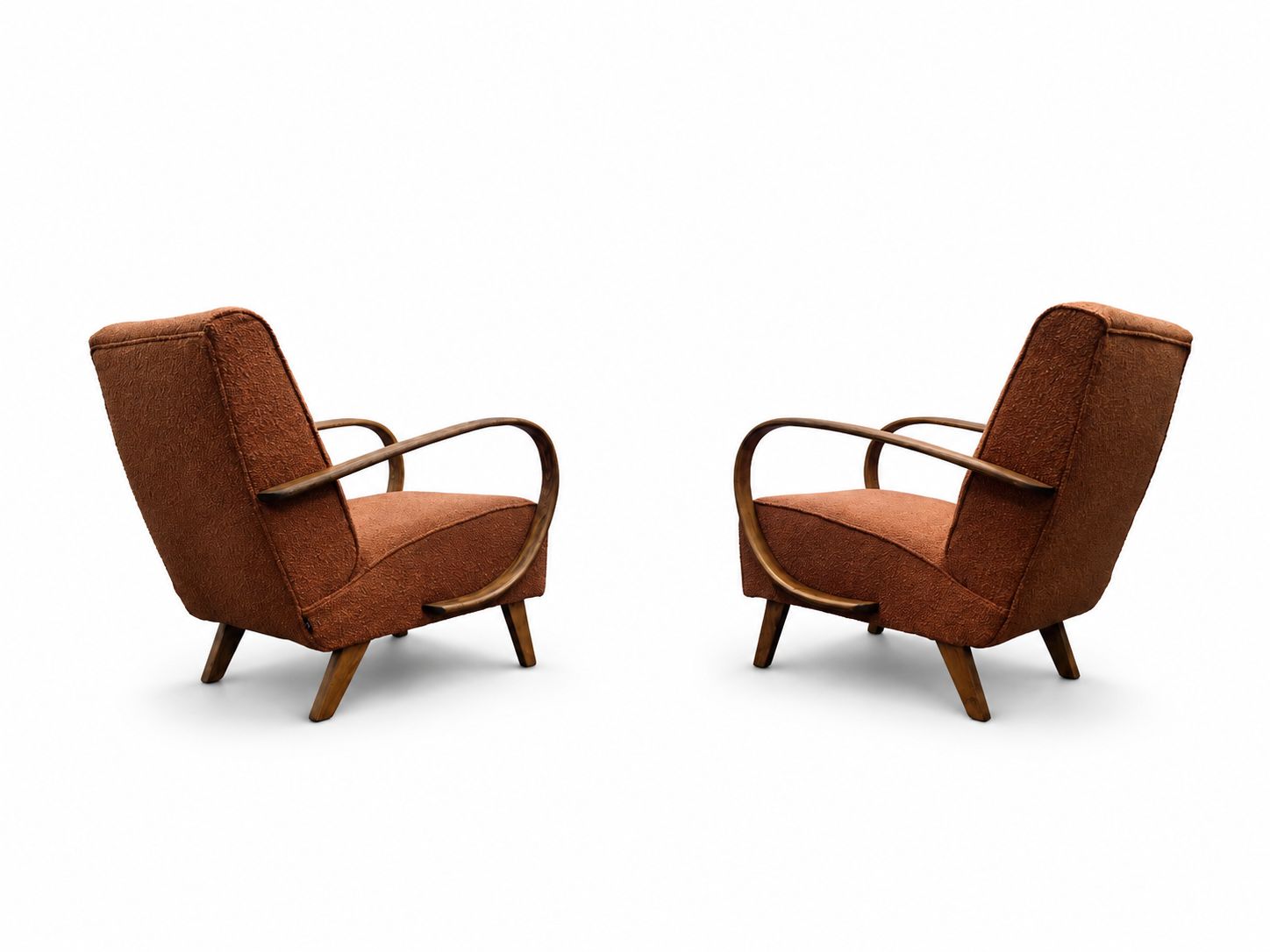 1930s Jindrich Halabala Bentwood Armchairs In Rusty Orange photo for sale