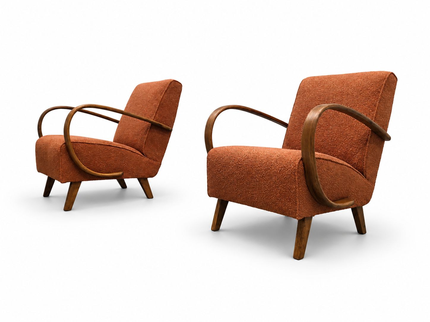 photo furniture Set Of Two   1930s Jindrich Halabala Bentwood Armchairs In Rusty Orange