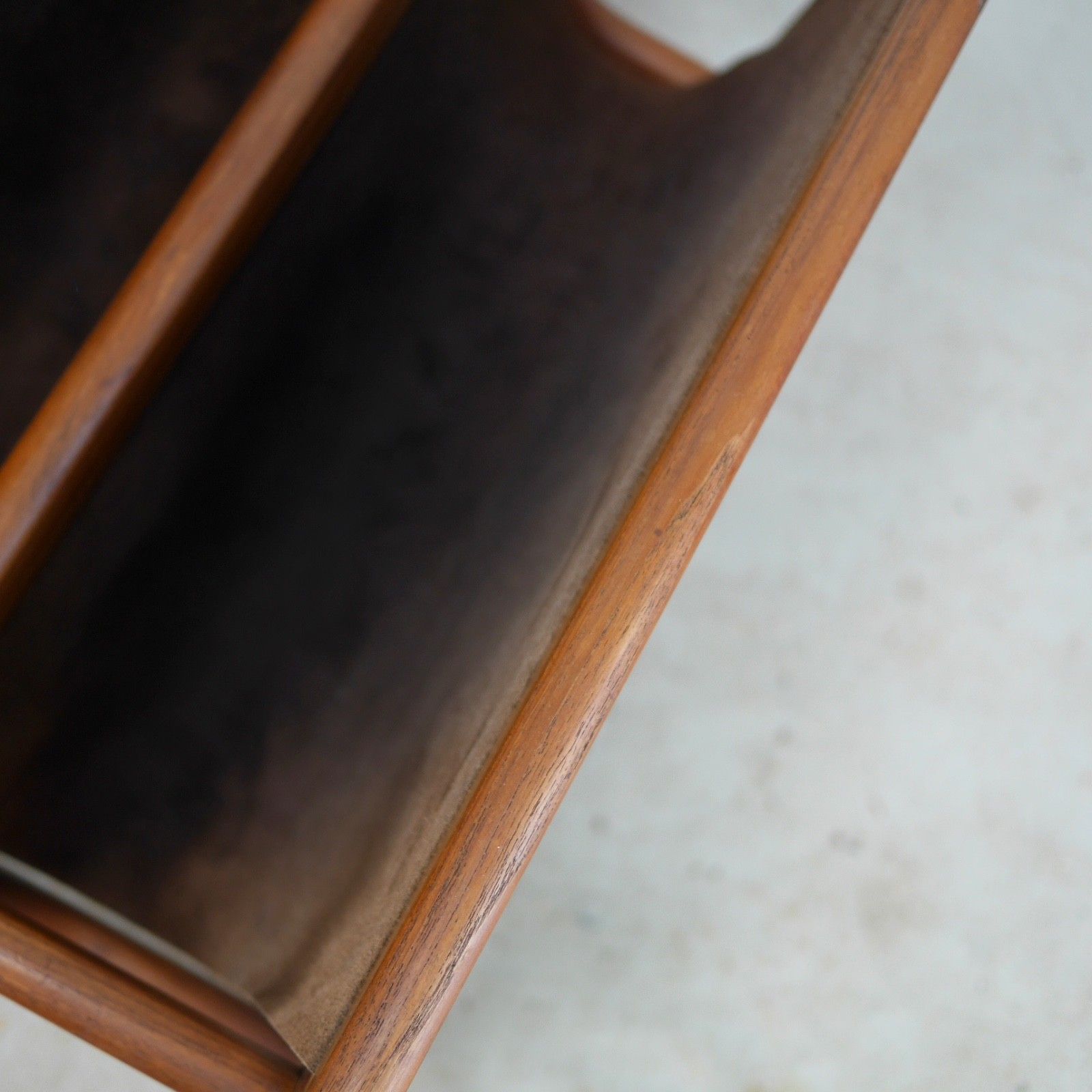 520.0 Mid Century Teak Leather Magazine Rack Aksel Kjersgaard For Salin Mobler #103201 photo