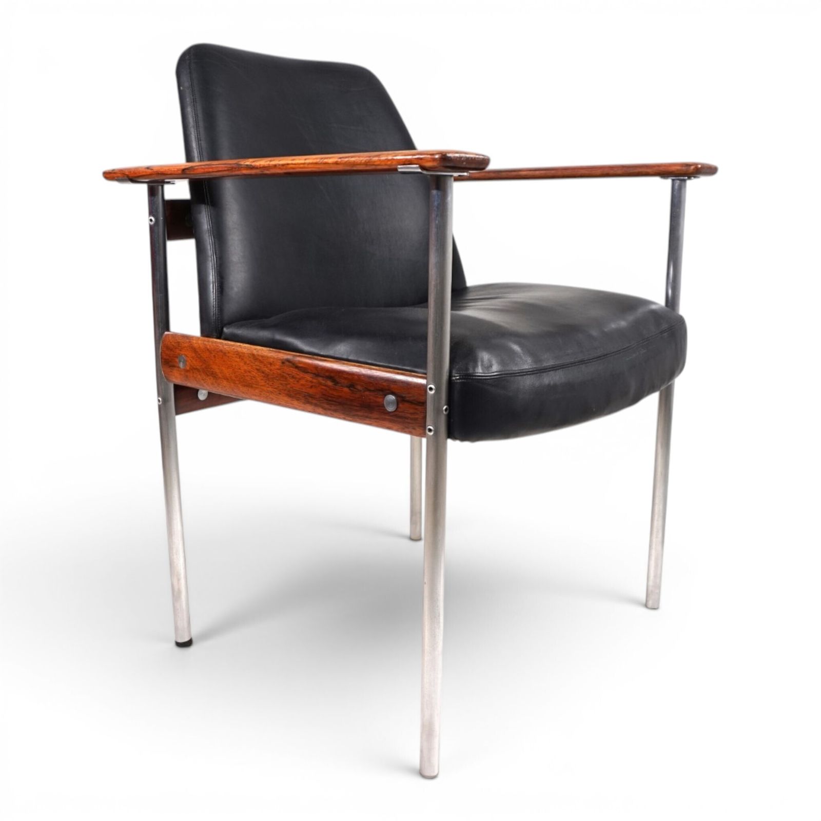 Leren fauteuil van Sven Ivar Dysthe voor Dokka Møbler, 1960