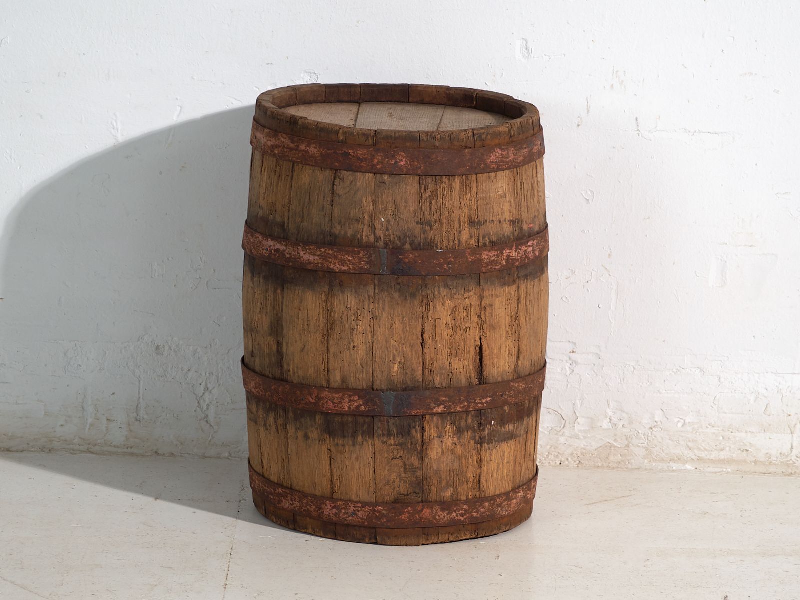 Antique Wooden Barrel With Iron Hoops – Hungary, Circa 1930 photo vinterior
