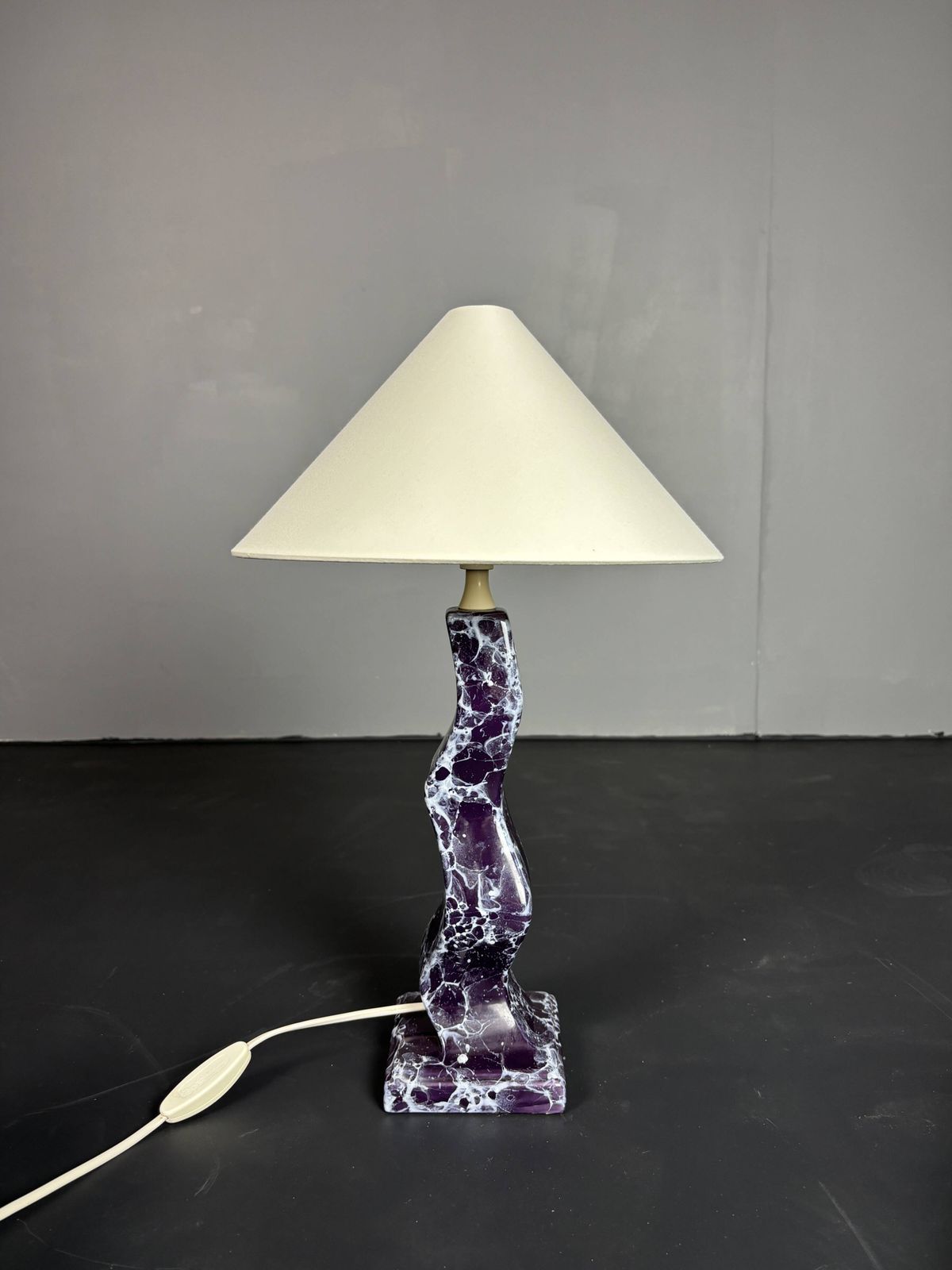 370.0 Post Modern Curvy Wavy Faux Marble Zig Zag Lamp, 1980s photo