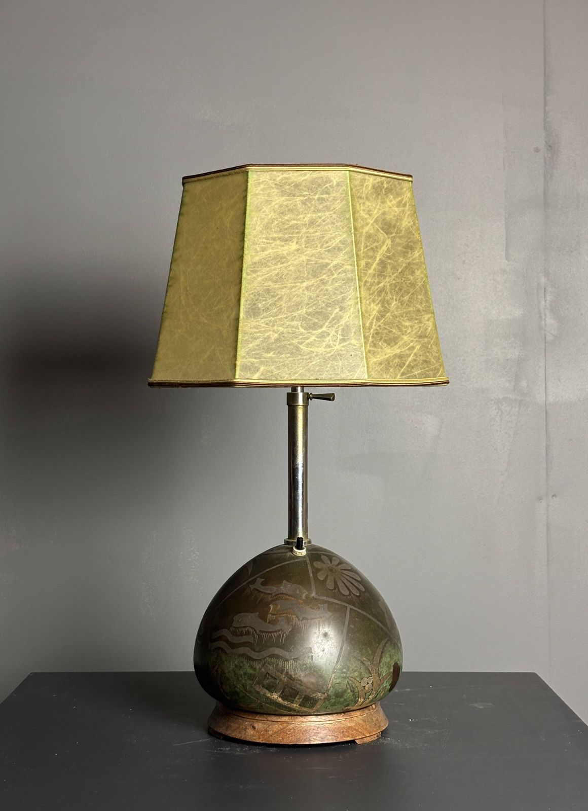 photo vintage Lampe de table Art déco Paul Haustein pour WMF, série Ikora Congo, années 1920
