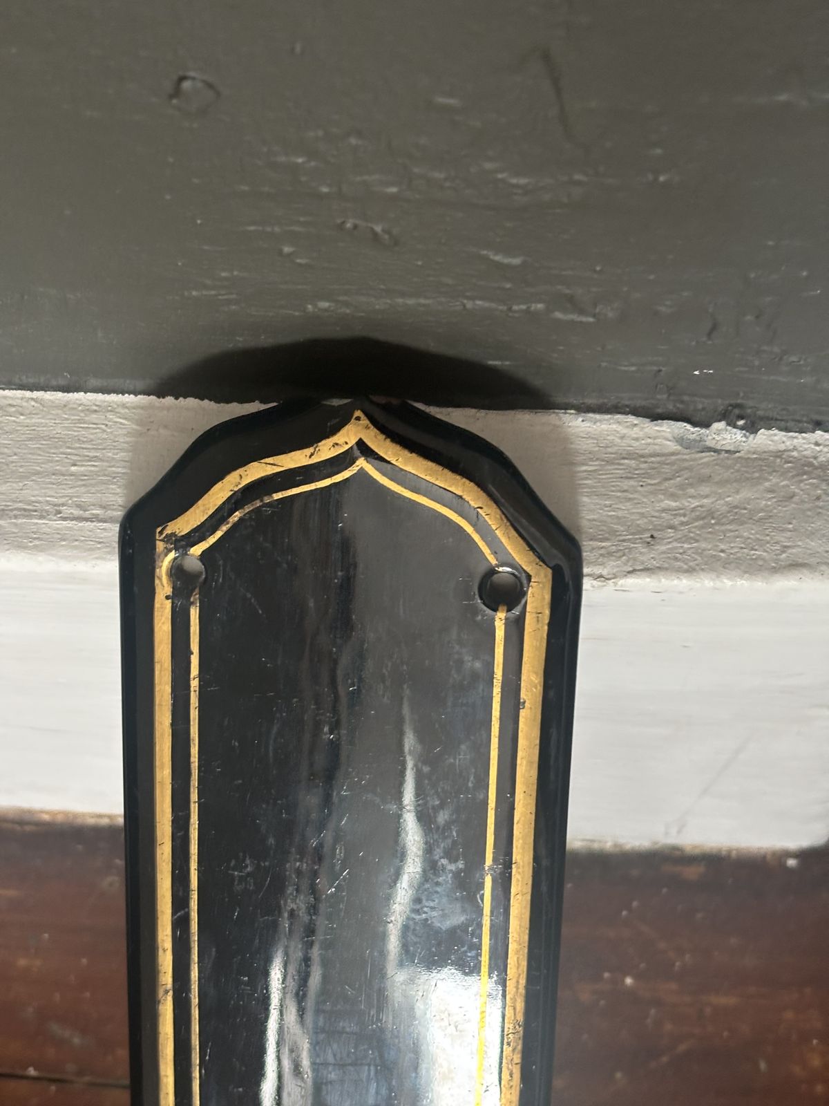 photo vinterior Antique 1920s Art Deco Finger Plates: Black Porcelain With Gold Line, Set Of 5