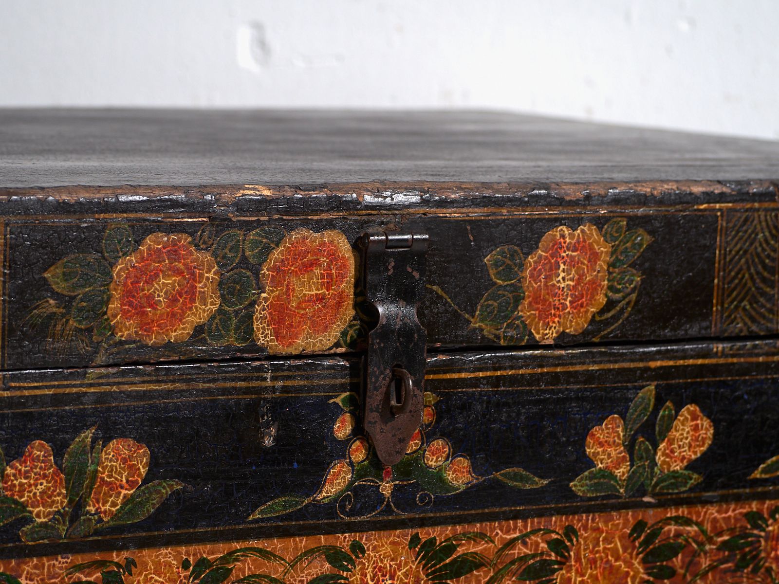 Antique Painted Trunk In Pine Wood – China, Circa 1900 photo for sale