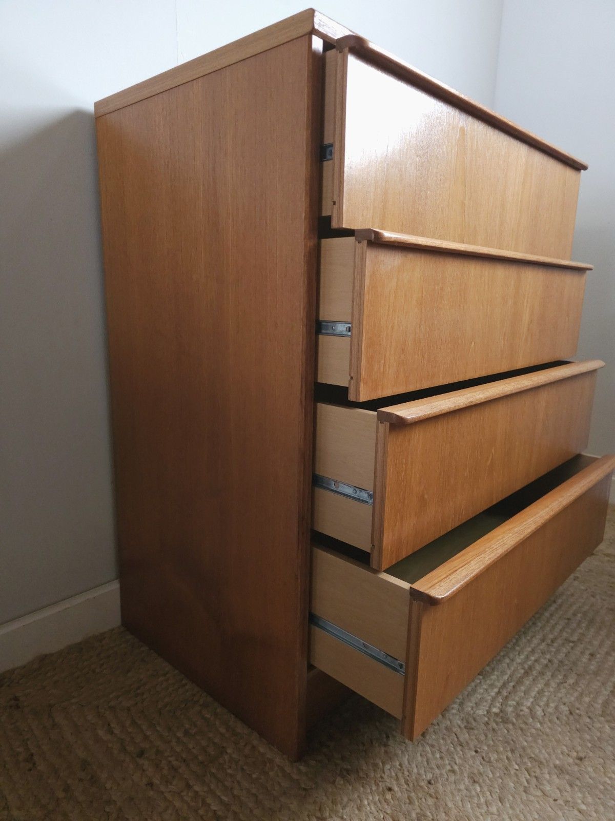 Mid Century Chest Of Drawers Retro Vintage Teak Storage Roller Drawers Delivery photo Furniture