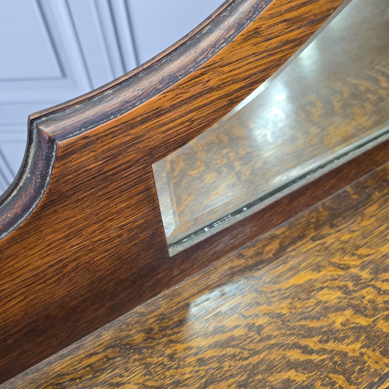 photo furniture Antique Oak Sideboard Mirror Back Jacobean Revival Buffet Cabinet  Wood Cupboard
