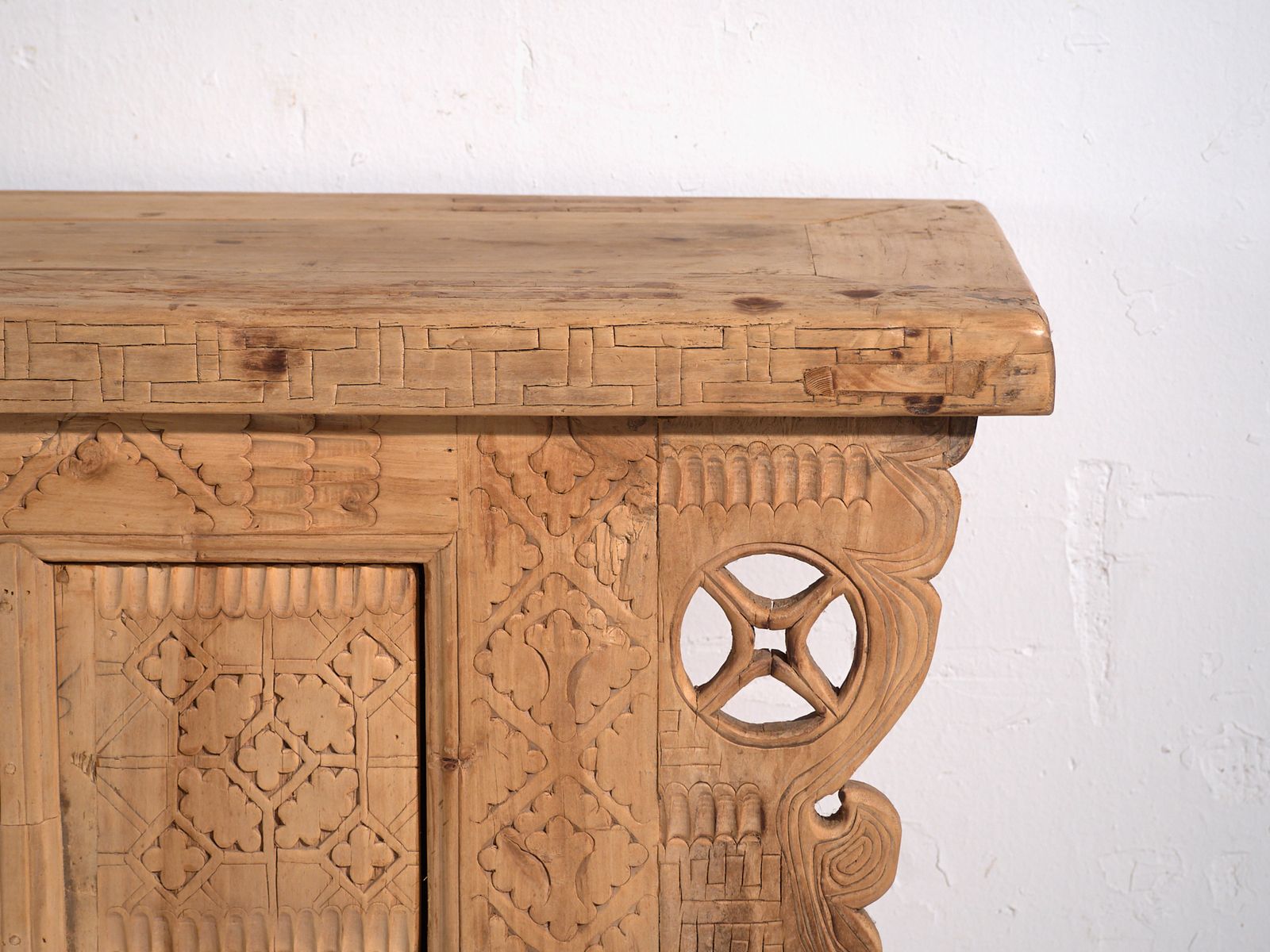 Antique Carved Sideboard In Fir Wood – China, Circa 1930 photo vinterior