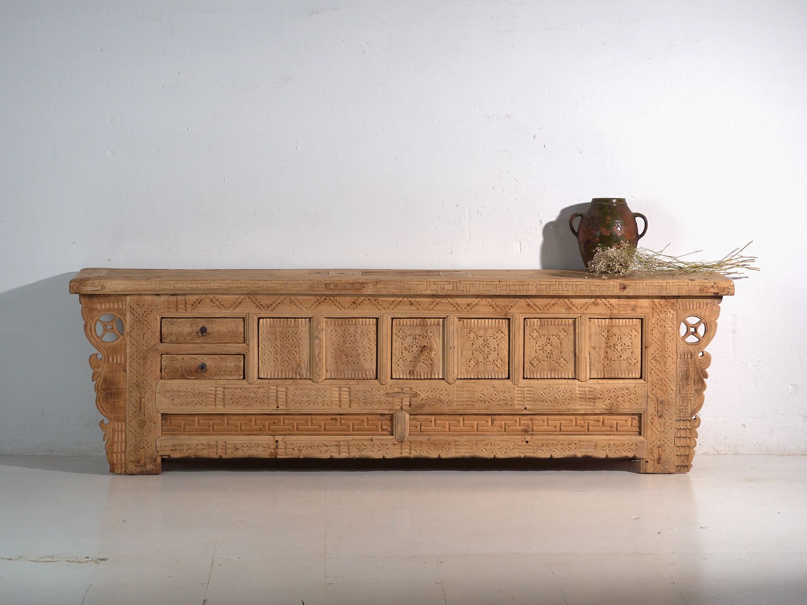 Furniture Antique Carved Sideboard In Fir Wood – China, Circa 1930 photo