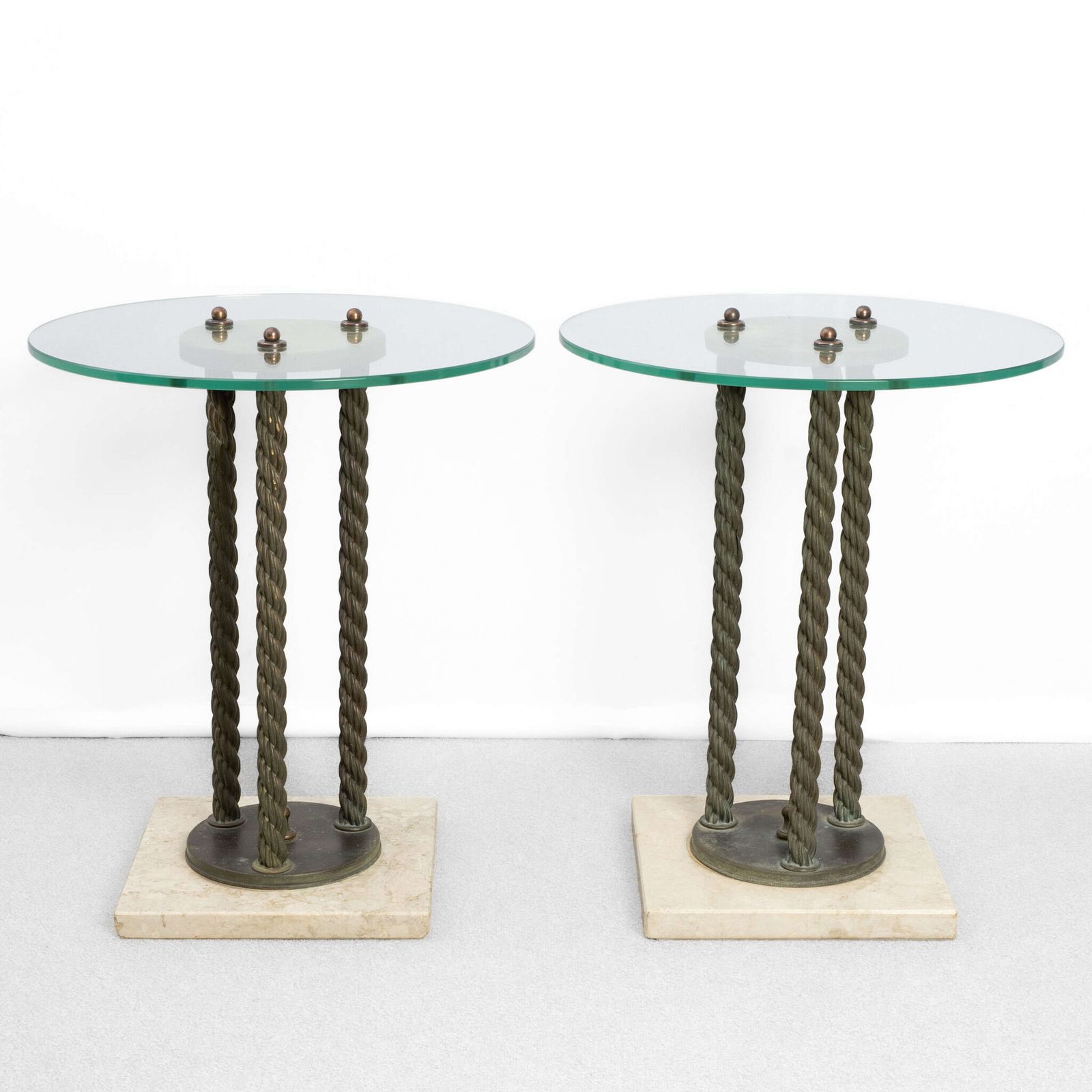 Italian Bronze And Glass Side Tables