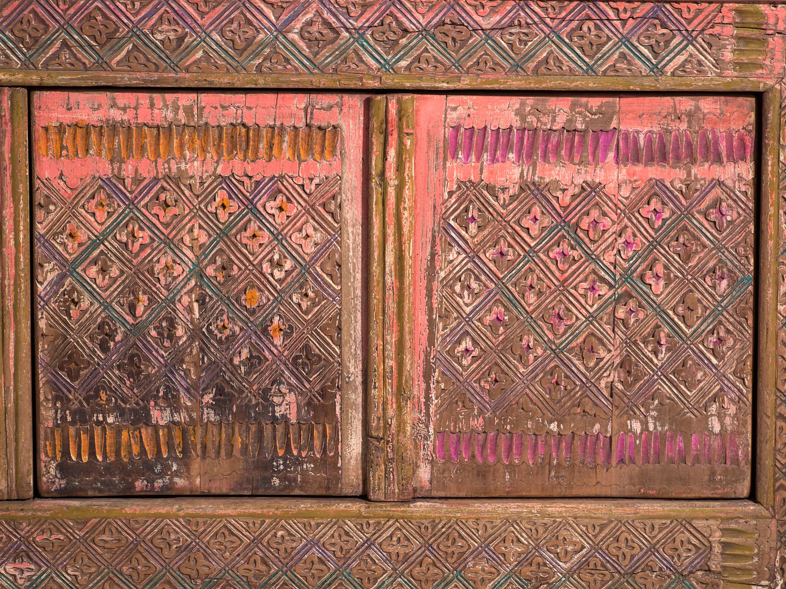Antique Low Carved Sideboard In Fir Wood – China, Circa 1930 photo vinterior