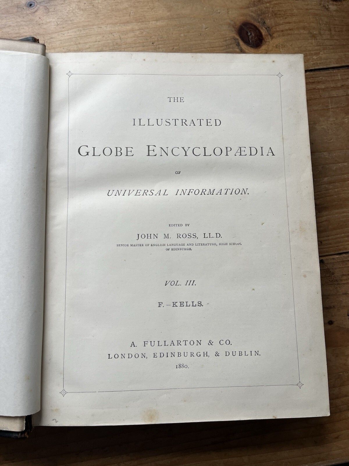 Antique Victorian Decorative Book 1880 Gilt Leather Globe Encyclopaedia Vol III photo vinterior