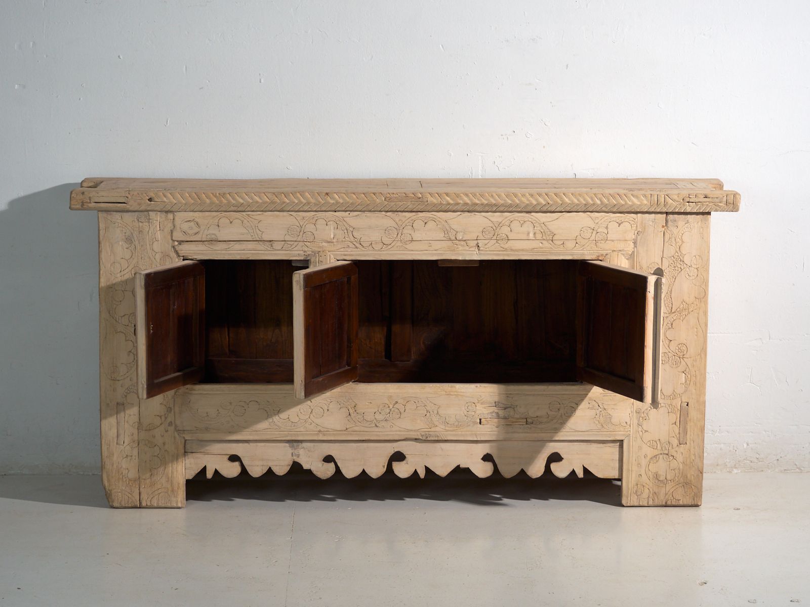Antique Carved Sideboard In Fir Wood – China, Circa 1930 photo vintage