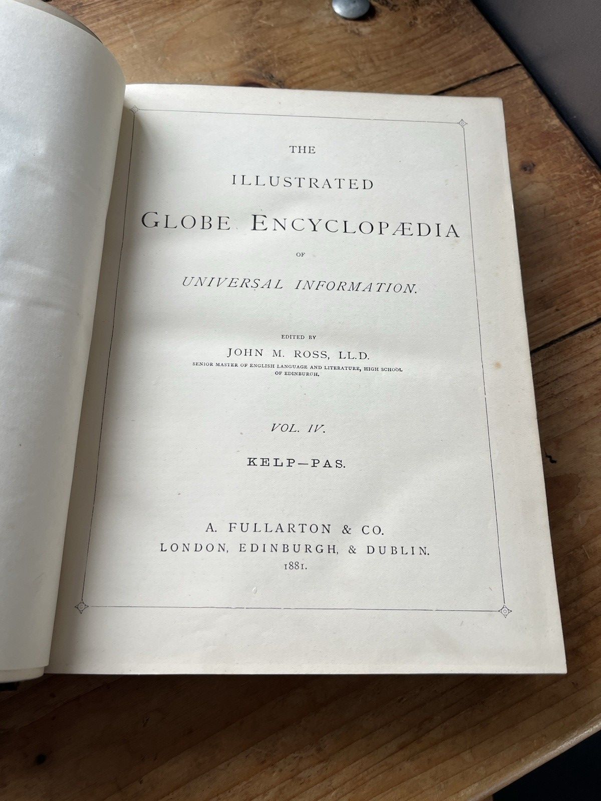 Antique Victorian Decorative Book 1881 Gilt Leather Globe Encyclopaedia Vol IV 4 photo buy