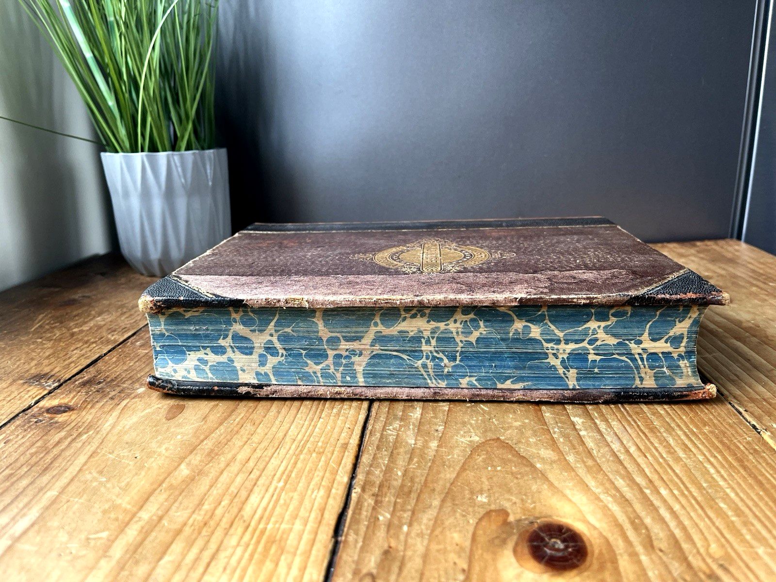 Antique Victorian Decorative Book 1881 Gilt Leather Globe Encyclopaedia Vol VI 6 photo buy