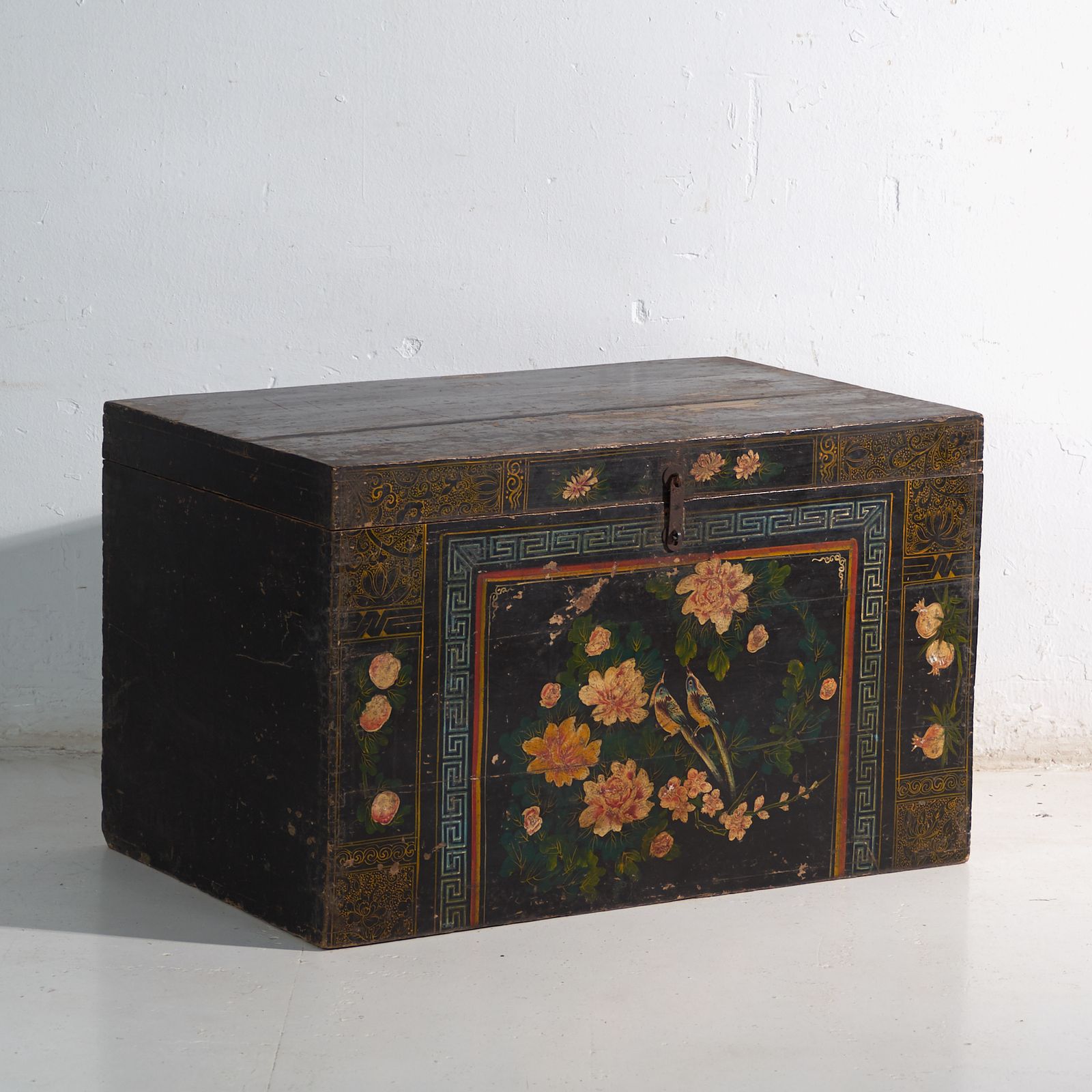 Antique Painted Trunk In Pine Wood – China, Circa 1900