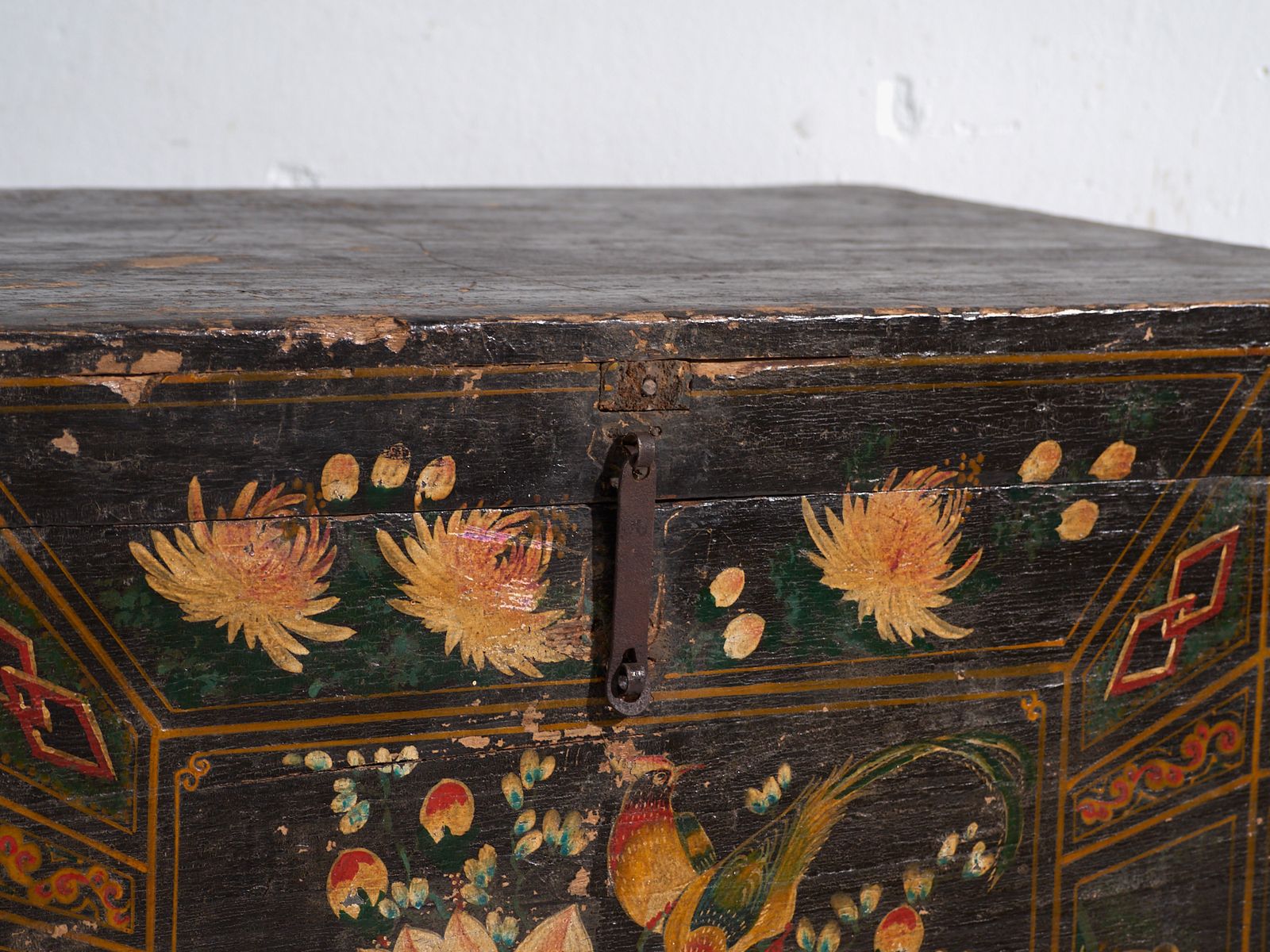 Antique Painted Trunk In Pine Wood – China, Circa 1900 photo for sale