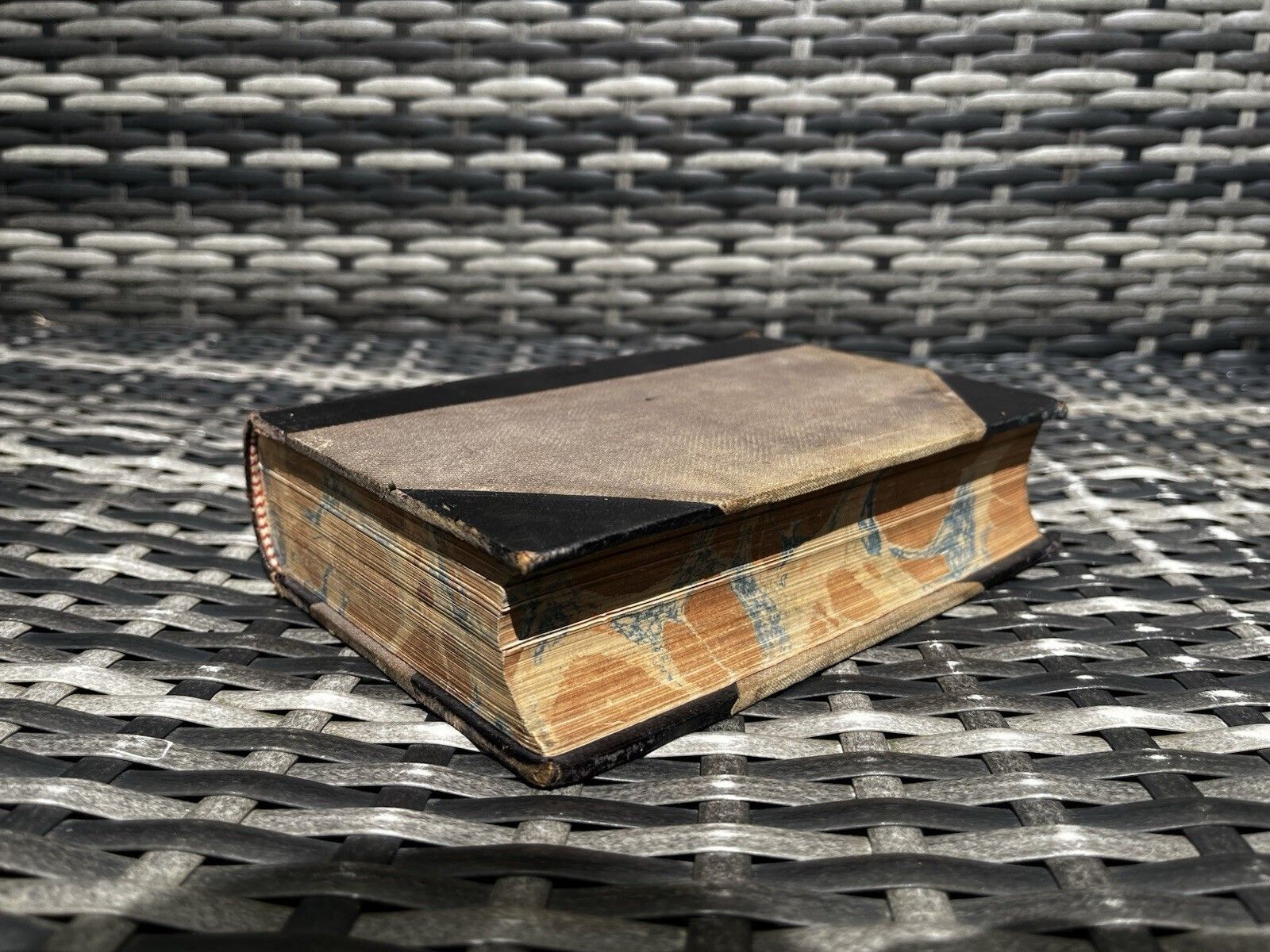 Home Decor Antique C1860 90 Decorative Welsh Chapel Religious Book Esboniad Leather & Cloth photo