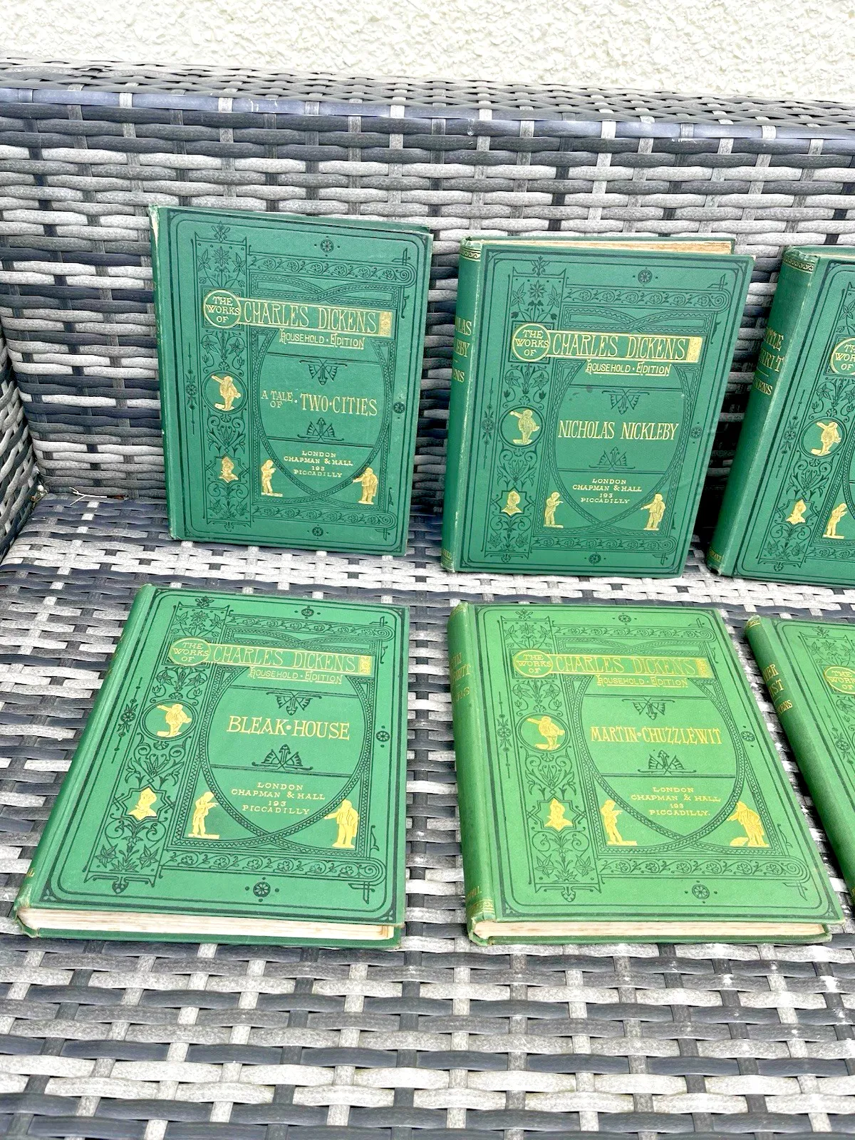 8 Antique Books The Works Of Charles Dickens Household Edition Chapman & Hall photo furniture