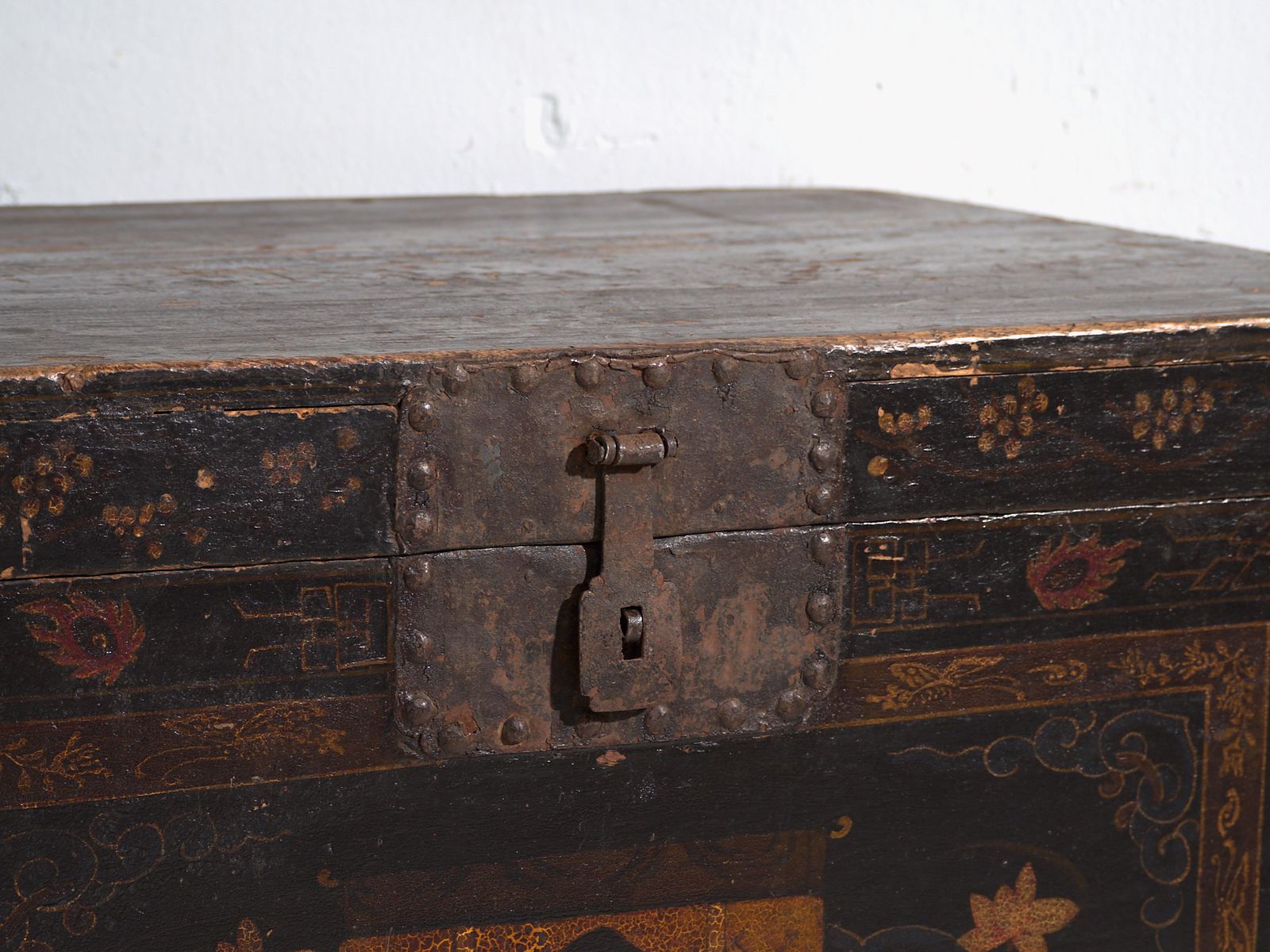 Antique Painted Trunk In Pine Wood – China, Circa 1900 photo for sale
