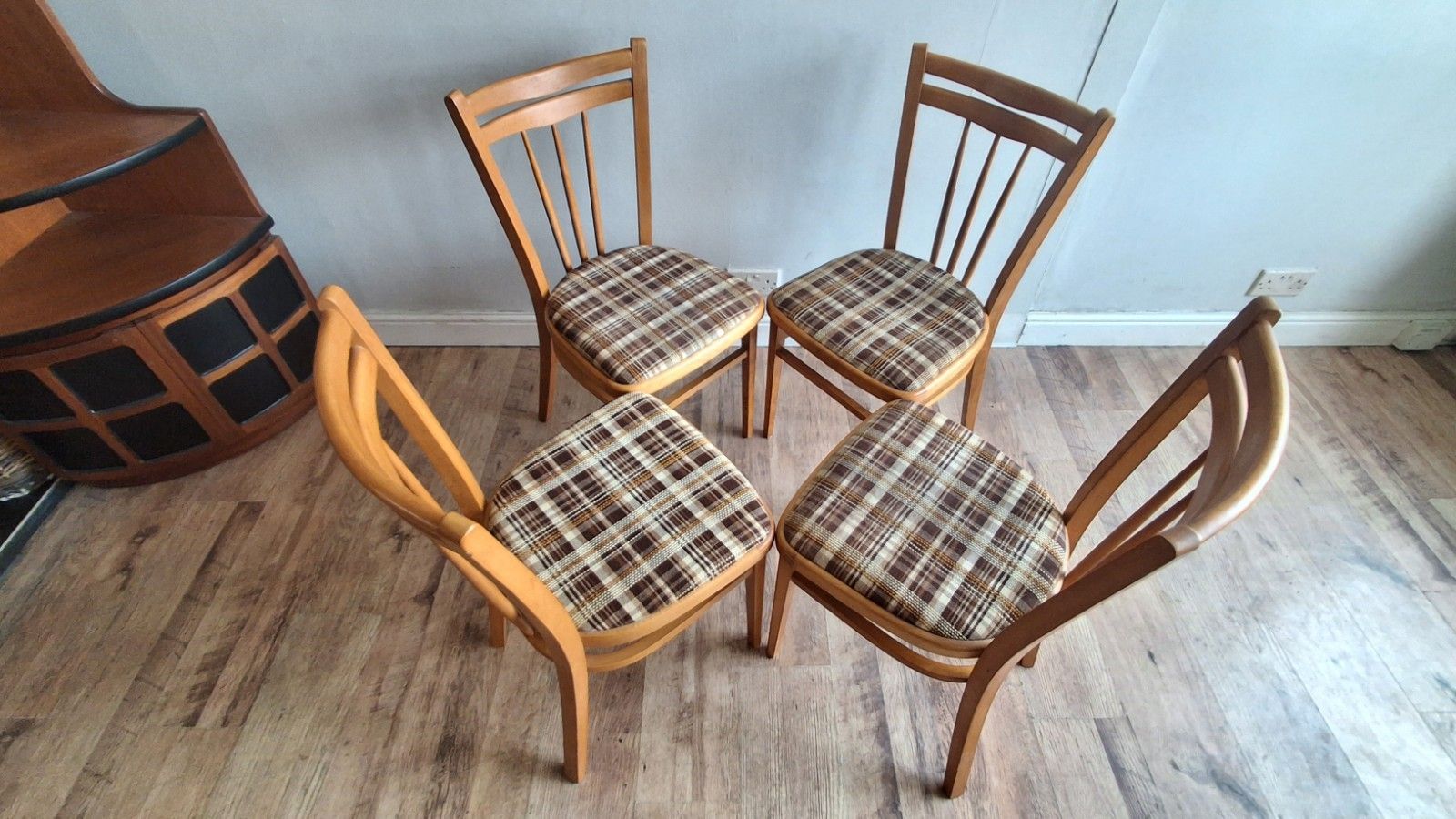 Iconic English Made Mid Century Teak Upholstered Kitchen /Dining Chairs photo Furniture