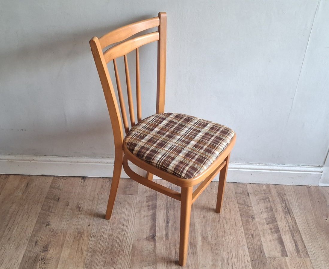 Furniture Iconic English Made Mid Century Teak Upholstered Kitchen /Dining Chairs photo