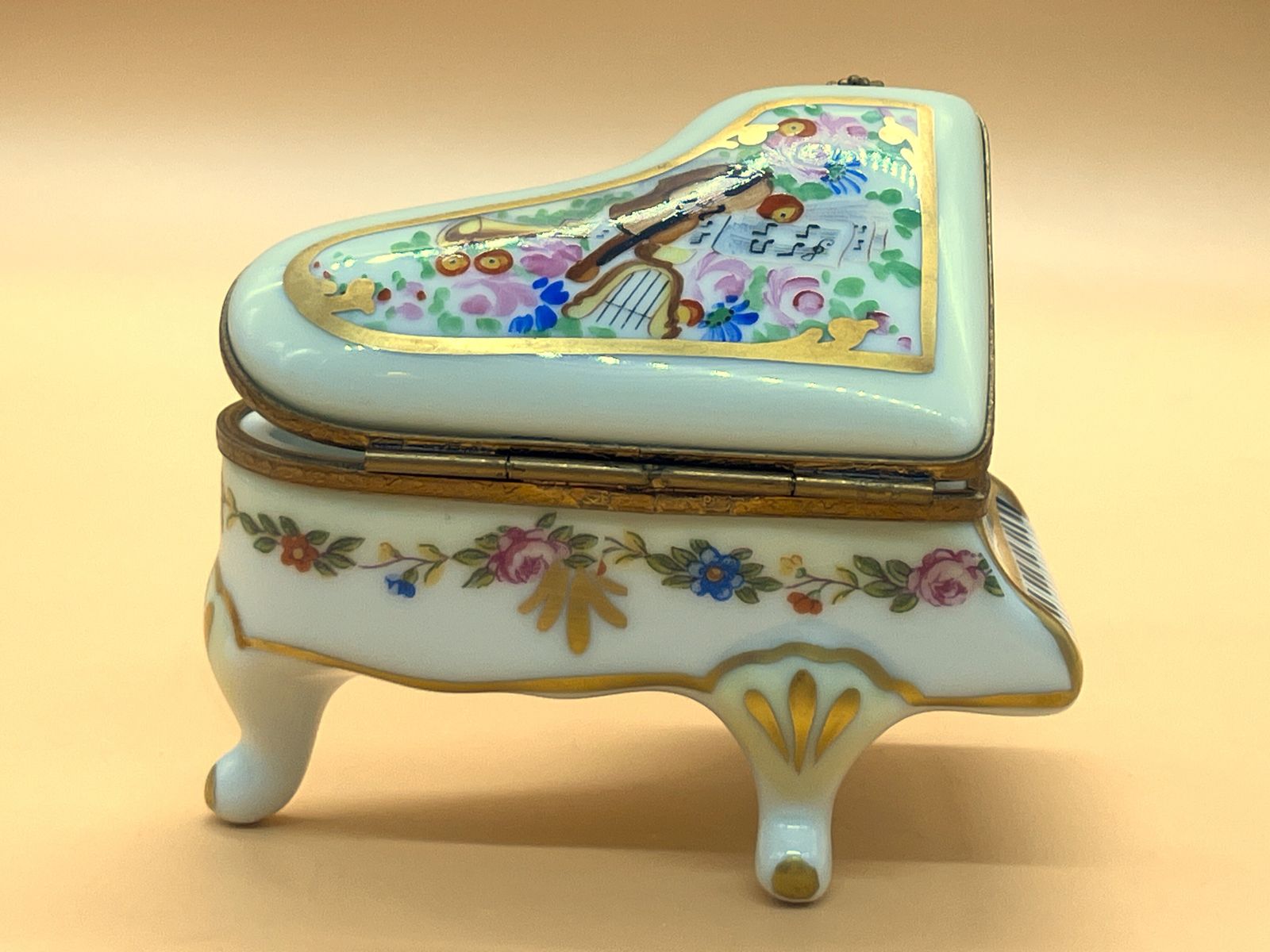 Jacques Limoges Porcelain France Limited Edition 55/250 Hinged Piano Hand Painted Trinket / Jewelry Box. photo Home Decor