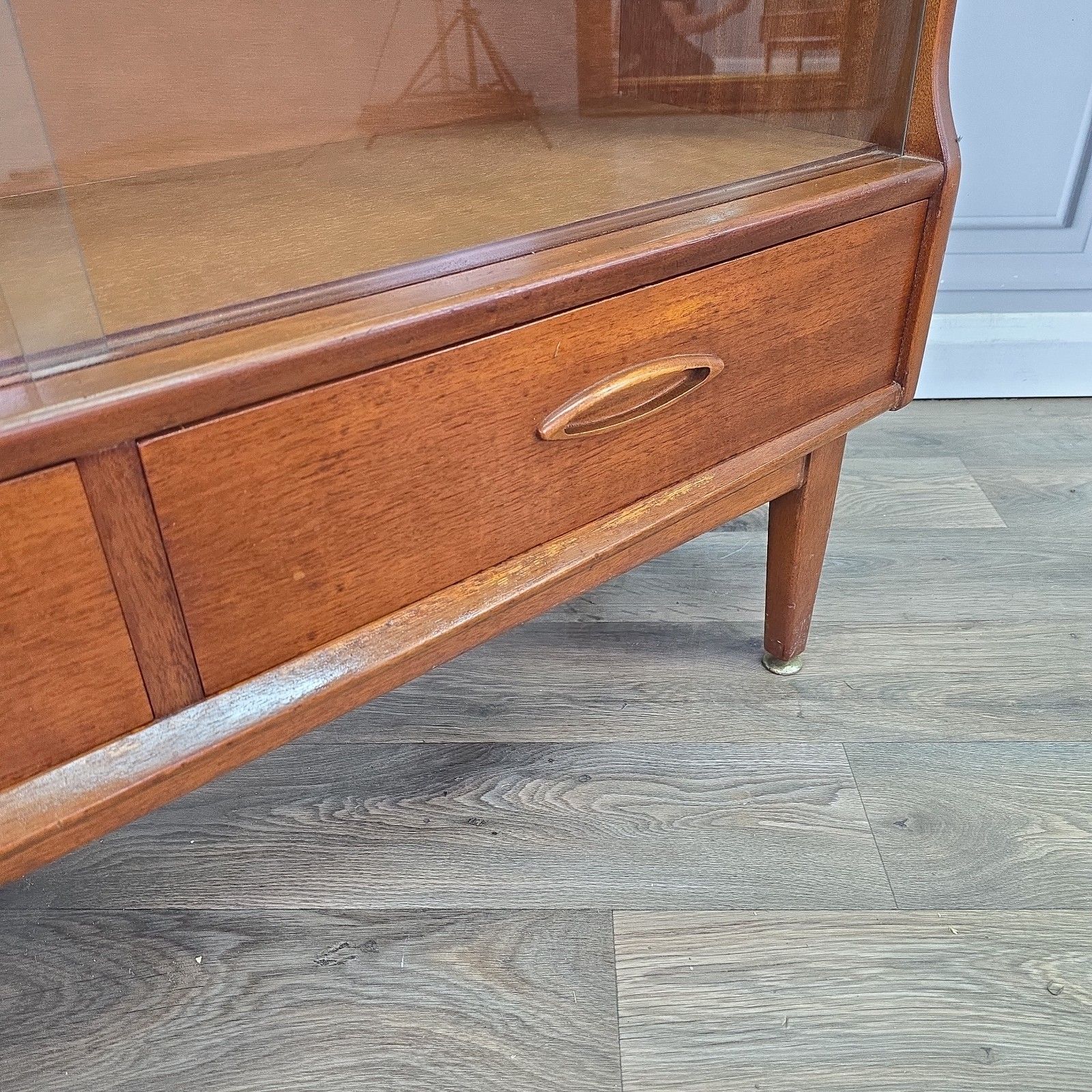 Vintage Jentique Display Cabinet Teak Glass Mid Century Bookcase Sideboard Shelf photo buy