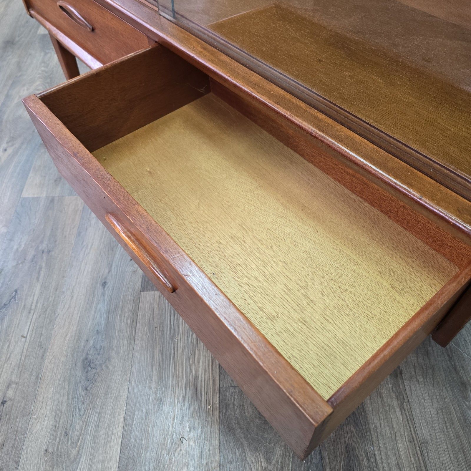 330.0 Vintage Jentique Display Cabinet Teak Glass Mid Century Bookcase Sideboard Shelf photo