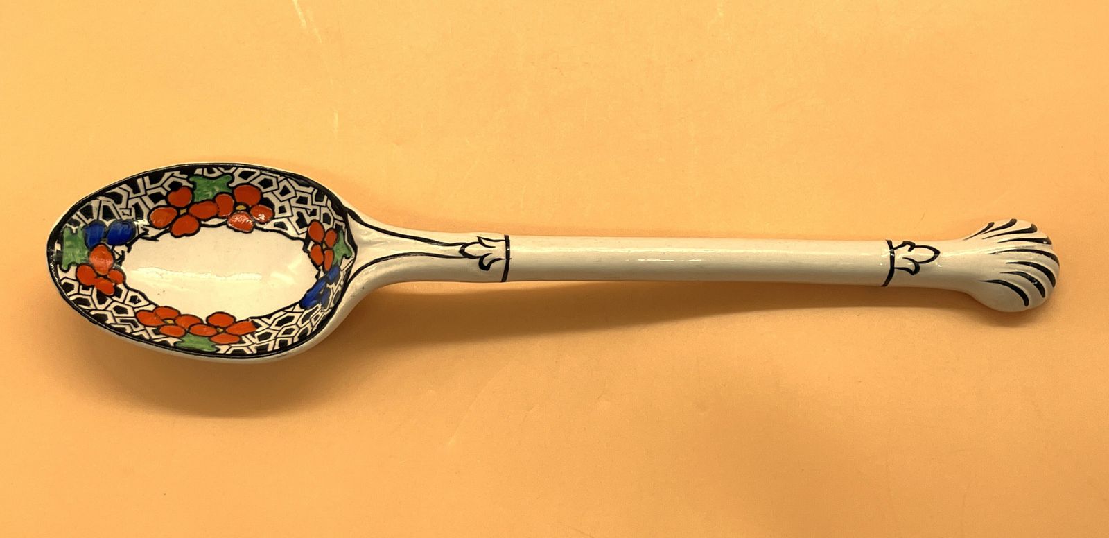 Mcm Crown Ducal Pottery Orange Tree Design salade-opschepbestek. photo vinterior