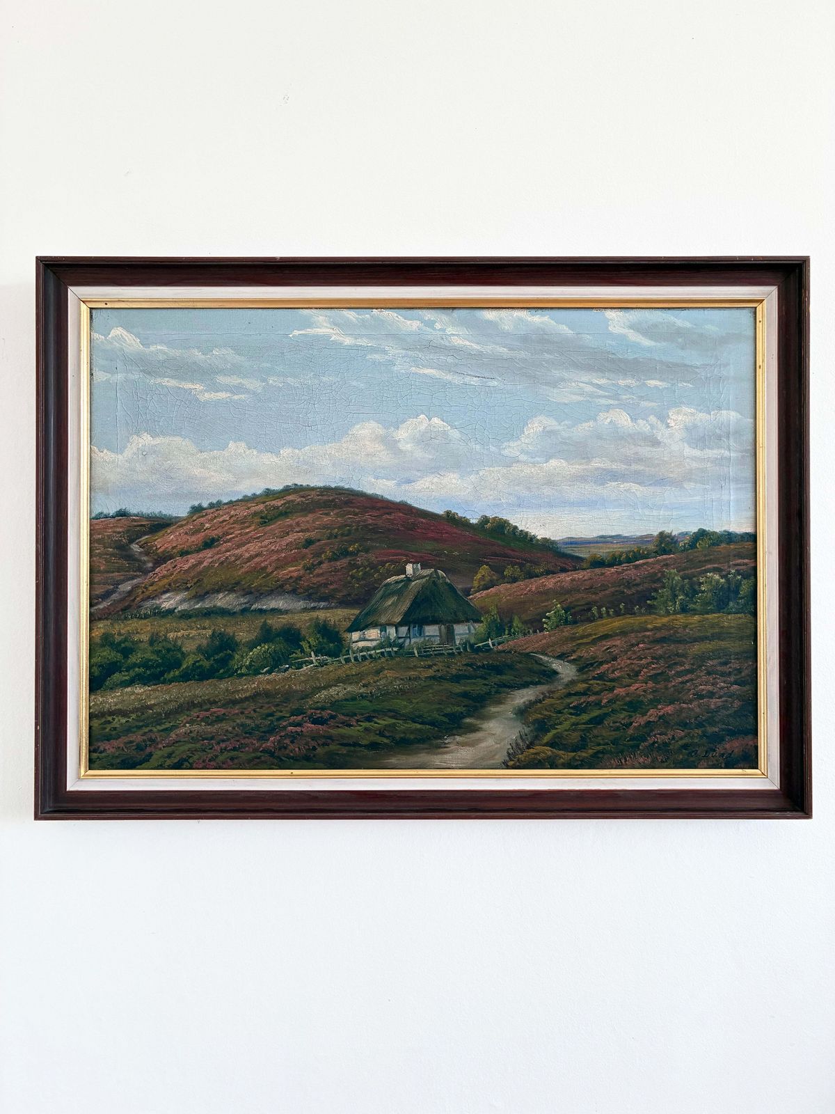 Antique Original Landscape Oil Painting, Signed Countryside Art