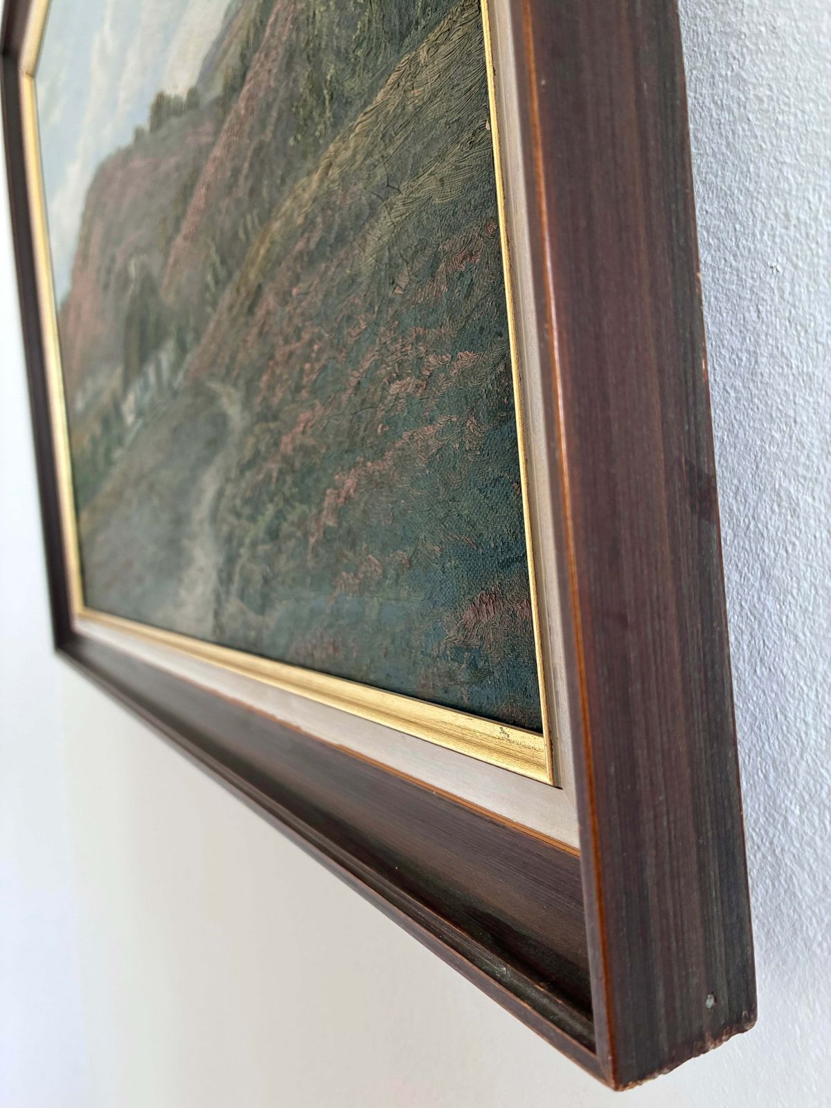 Antique Original Landscape Oil Painting, Signed Countryside Art photo Art