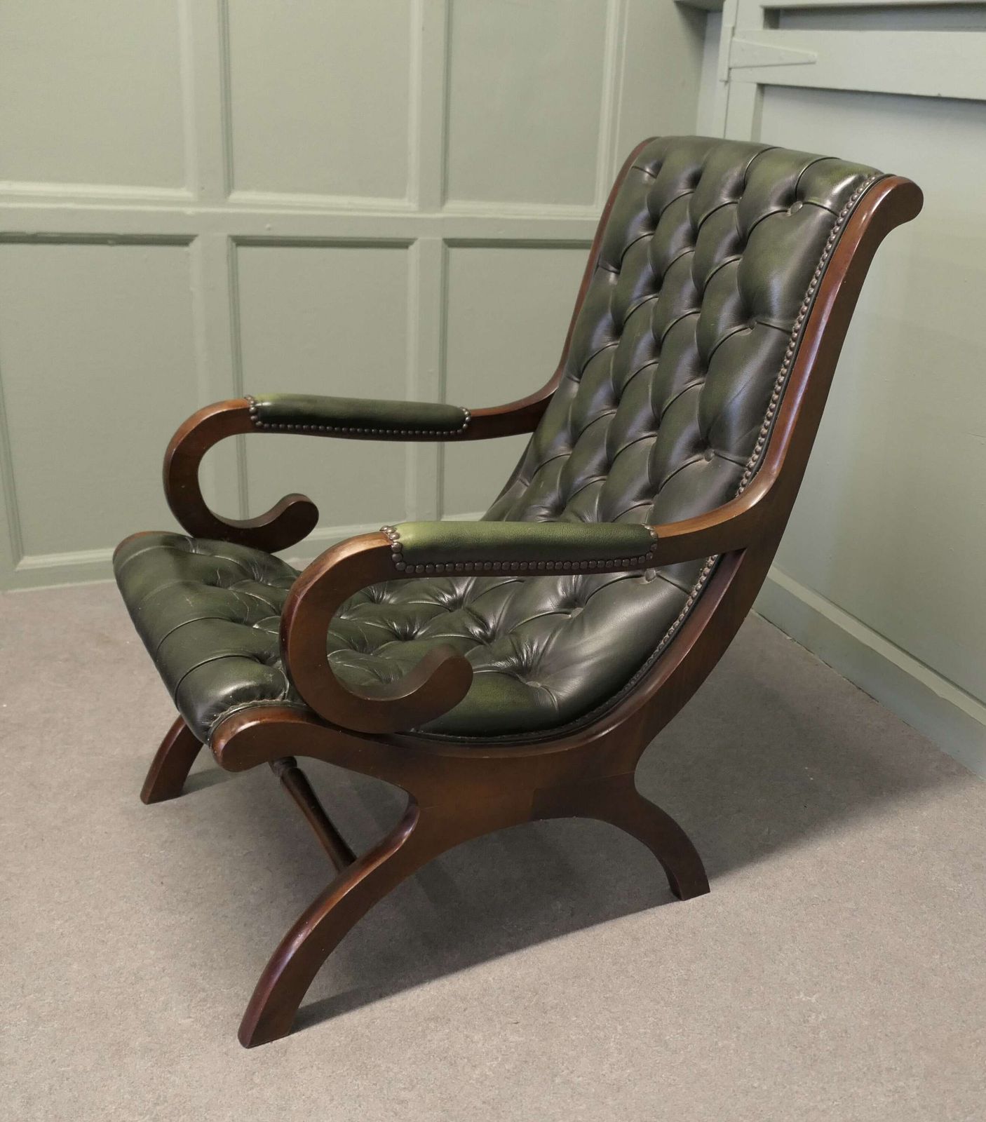 Dark Green Chesterfield Easy Chair A Timeless Elegant Classic And A Very Relaxing photo for sale