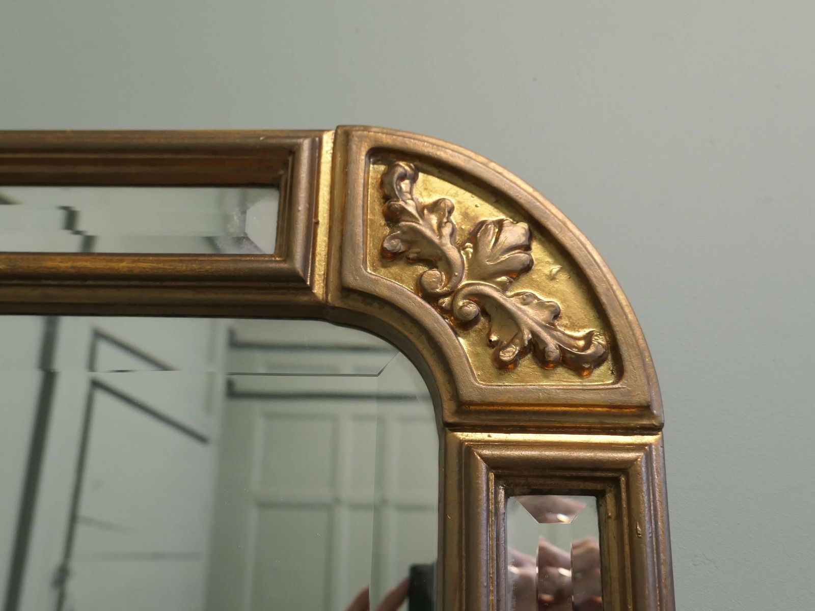 French Art Deco Style Gilt Cushion Mirror The Central Bevelled Mirror Has A Double 3” Wide photo 630.0