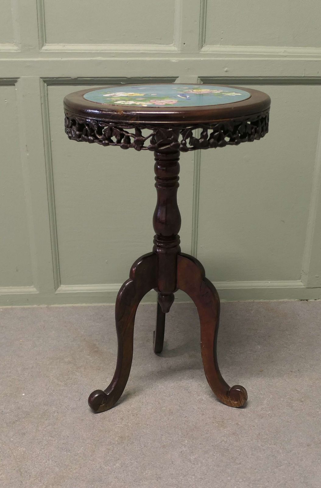Ornate Chinoiserie Cloisonné Wine Table, Birds And Flowers photo vinterior