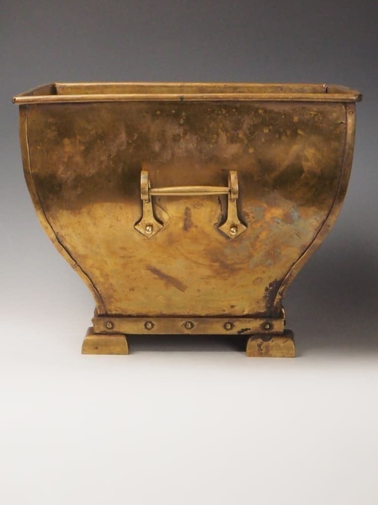 Antique Brass Planter – Edwardian Jardinière Or Fireside Bucket photo vinterior