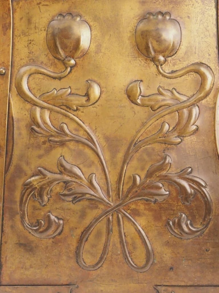 Art Nouveau Brass Fireside Coal Scuttle, Late 19th Century photo for sale