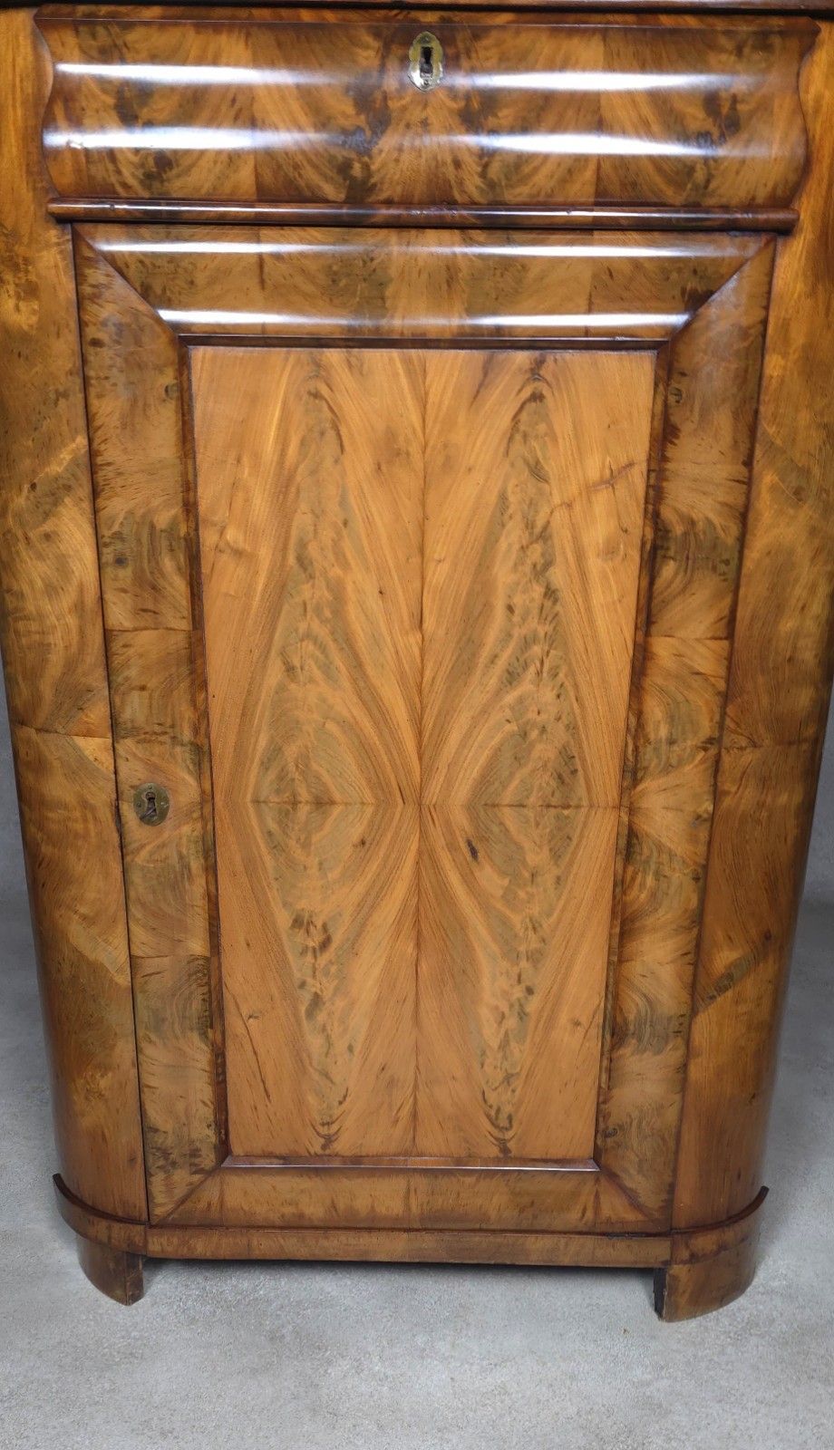 photo buy Antique Biedermeier Burr Walnut Corner Cabinet French Encoignure Cupboard C.1830