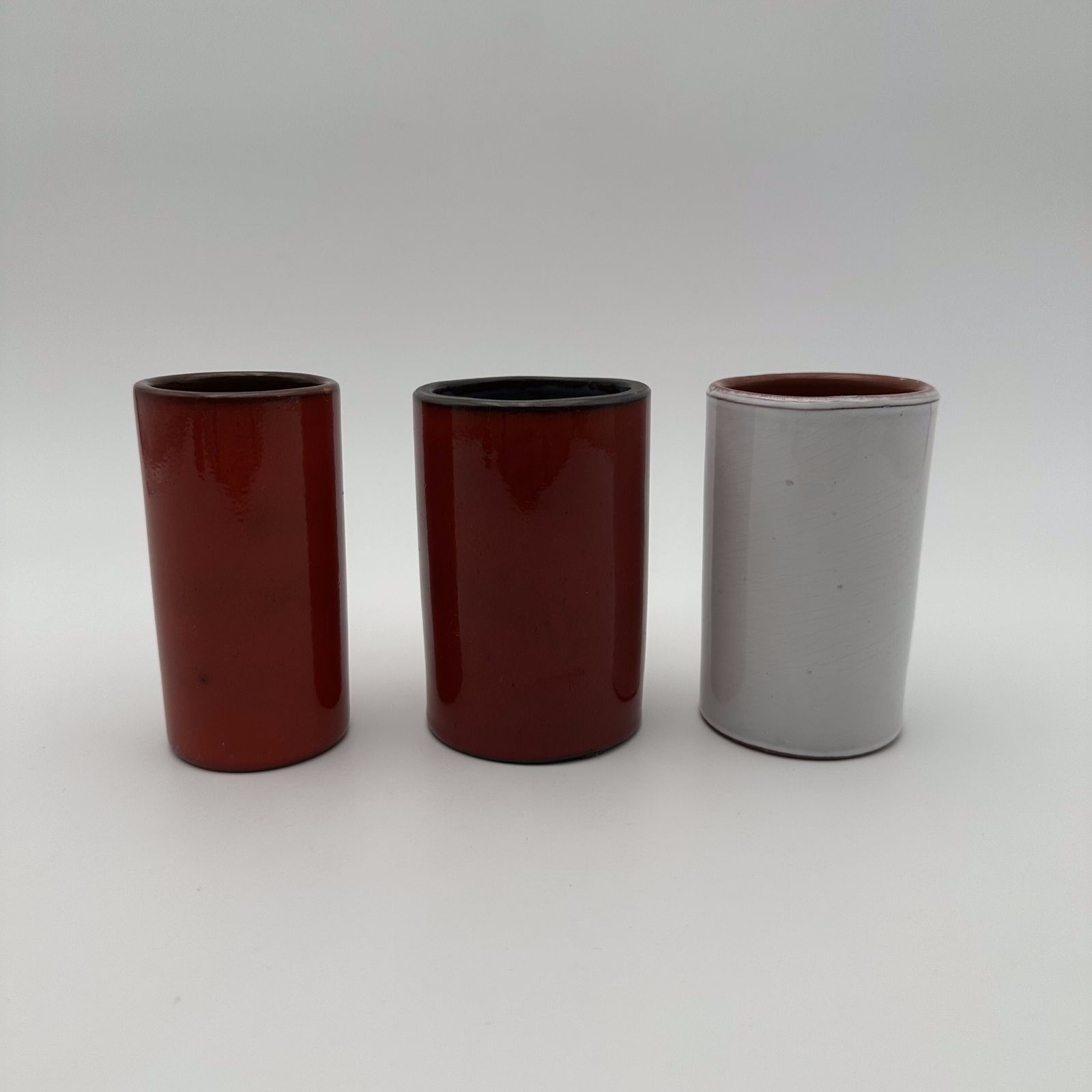 Home Decor Set Of Three Small Enamelled Ceramic Vases, In The Style Of Georges Jouve, 1950s. photo