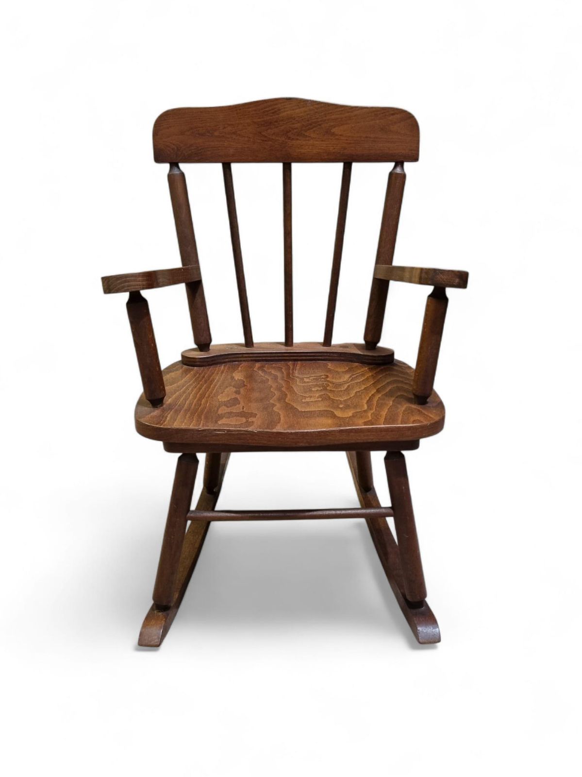 Vintage Children’s Wooden Rocking Chair / Solid Wood / Traditional Nursery Chair / C1970 photo vinterior